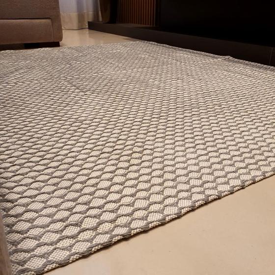 Imagem de tapete de sala e quarto em algodão 2.50x1.40 alta qualidade - cinza
