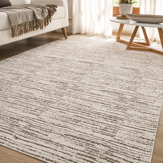 Tapete de Sala Quarto 2,00m x 1,40m Antiderrapante Decoração Bege Rústico Boho Artesanal Jacquard