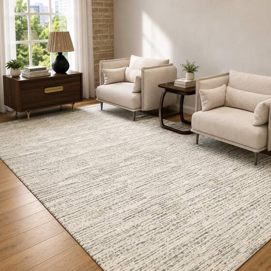 Tapete de Sala Quarto 2,00m x 1,40m Antiderrapante Decoração Bege Rústico Boho Artesanal Jacquard - Casa Zás