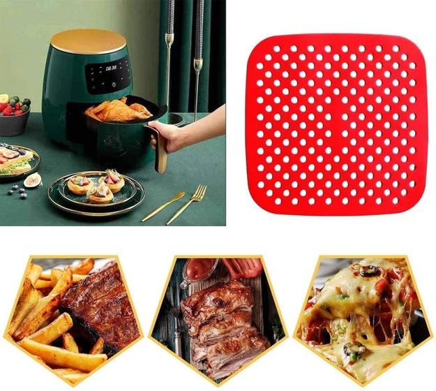 Imagem de Tapete de Silicone Para Air Fryer Fritadeira Elétrica M Forro Protetor Anti Aderente