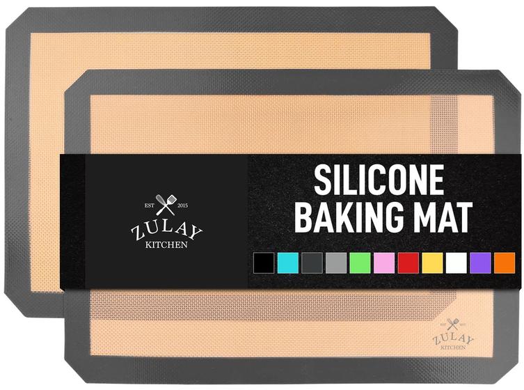 Imagem de Tapete de Silicone para Cozimento Zulay Kitchen - Pacote com 2 Unidades (42x29cm) - Cinza Escuro