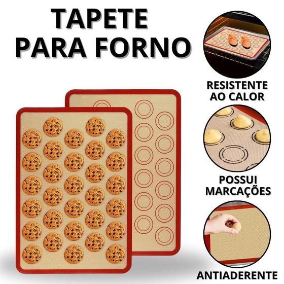 Imagem de Tapete De Silicone Para Forno Antiaderente 40x30cm Culinário Cozinha Confeitaria Bolo Biscoito