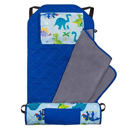 Imagem de Tapete de soneca moderno wildkin kids com travesseiro reutilizável para meninos e meninas, perfeito para tapete de dormir elementar, apresenta alças de canto elástico, materiais de mistura de algodão macio tapete para crianças (Terra dos Dinossauros)