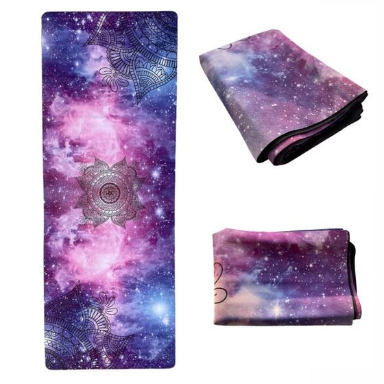 Imagem de Tapete de Yoga Estampado Mat em Camurça e Borracha Aveludado Mandala Cosmos Odin Fit