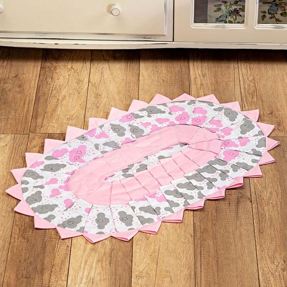 Imagem de Tapete Decoração Baby Infantil para quarto de bebê Nuvem Rosa Menina Bico Decorativo 
