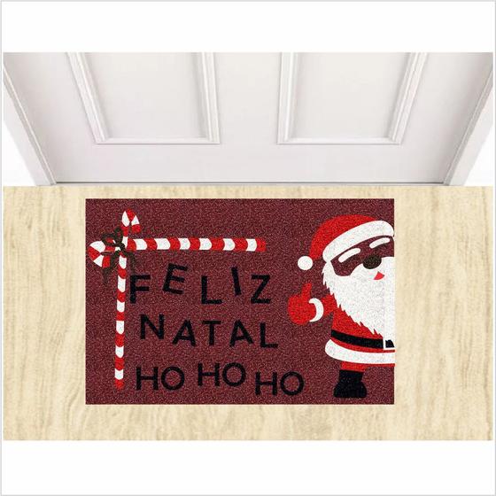 Imagem de Tapete Decoração Feliz natal Ho Ho Papai Noel 60X40 cm Bordo