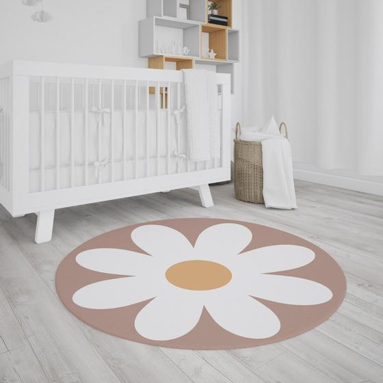 Imagem de Tapete Decorativo Infantil Neoprene Flor Branca 1,40m