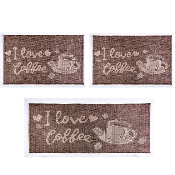 Imagem de Tapete Eco 3Pcs Love Coffee 70 Kit Cozinha