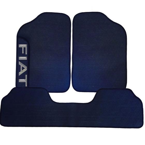 Imagem de Tapete emborrachado universal 3 peças com um logo com nome da montadora fiat