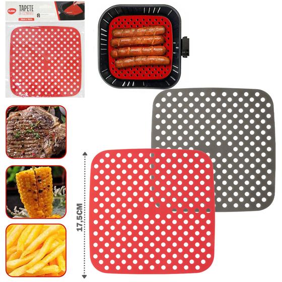 Imagem de Tapete Esteira Culinário de Silicone Quadrado Para Air Fryer e Fritadeira Elétrica 16cm