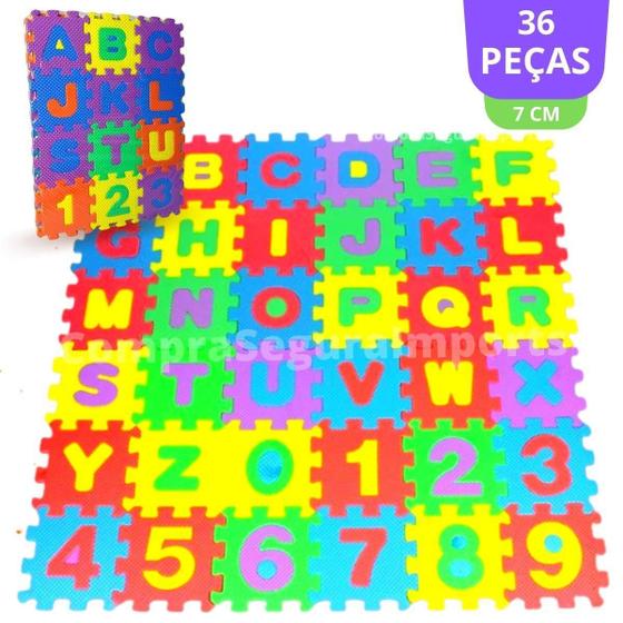 Imagem de Tapete Eva Infantil Letras E Números Tatame Colorido 36Pçs