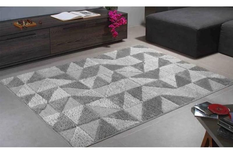 Imagem de Tapete fácil de limpar 150x200 não risca o piso 100% antiderrapante alto e baixo relevo sala quarto