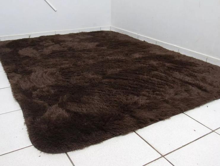 Imagem de Tapete Felpudo 1,40m x 2,00m Peludo Para Sala E Quarto Macio Marrom Liso