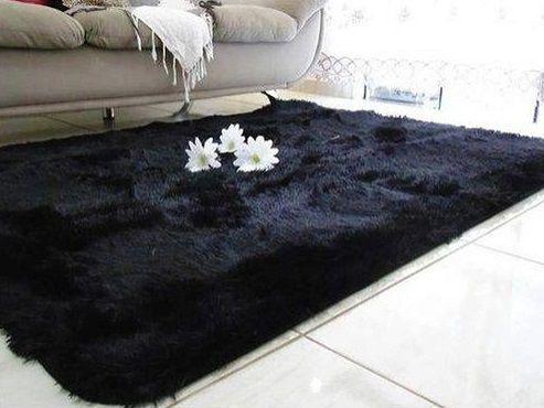 Imagem de Tapete felpudo para sala preto liso 1,40X2,00 peludo, luxo, lindo