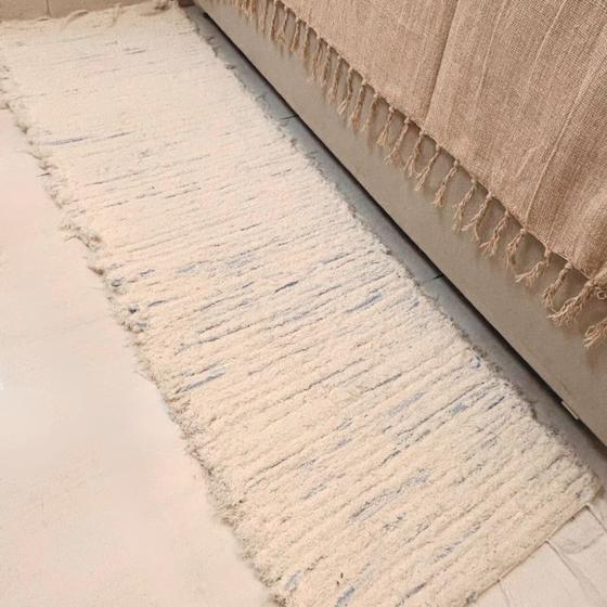 Imagem de tapete felpudo passadeira cru boho beira de cama 1.40 X 0.50 em algodão Premium