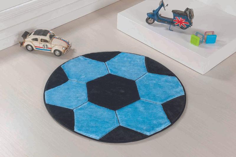 Imagem de Tapete Formato Big com Antiderrapante Bola - 104cm - Turquesa e Preto