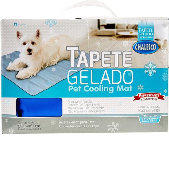 Imagem de Tapete Gelado Tamanho M, 50cmx60cm Chalesco para Cães, Azul