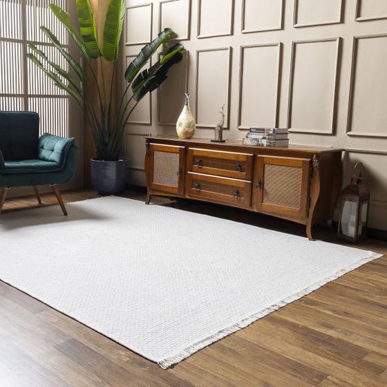 Imagem de tapete grande 100% algodão 2,50m x 2,00m sala quarto antialérgico lavável em maquina 