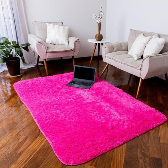 Imagem de Tapete Grande Fofinho Peludo Carpete Sala Quarto 1.00x1.40 Rosa Pink