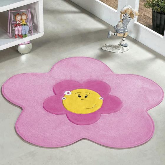 Tapete Grande Infantil De Pelúcia Menina Flor Premium Antiderrapante - Rosa Menor preço em Tapete Grande Infantil De Pelúcia Menina Flor Premium Antiderrapante - Rosa