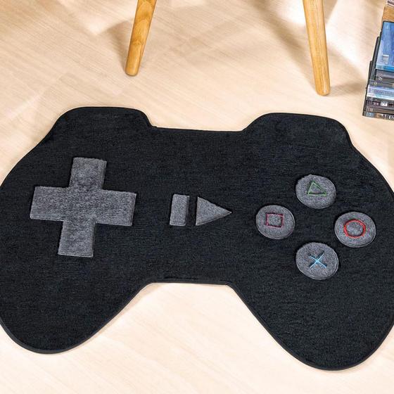 Tapete Grande Infantil Pelúcia Controle Vídeo Game Premium Antiderrapante - Preto Menor preço em Tapete Grande Infantil Pelúcia Controle Vídeo Game Premium Antiderrapante - Preto