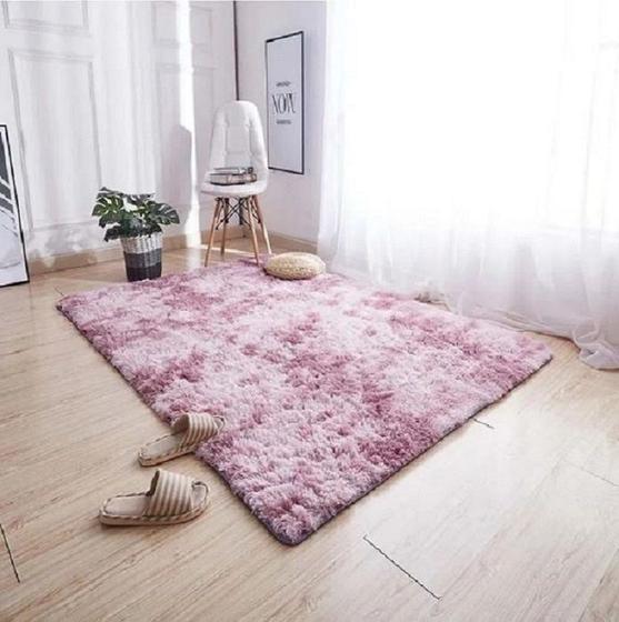 Imagem de Tapete grande sala e quarto 2,0 c 1,4 m peludo pelo alto rose mesclado