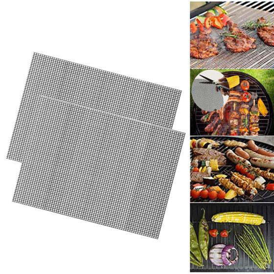 Imagem de Tapete Grill 2 Peças Tela Para Churrasqueira Forno e Air Fryer Churrasco Com Mais Sabor