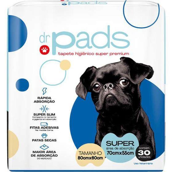 Tapete Higiênico Cachorro Dr. Pads 80x60 30Un - ABSORTEC Menor preço em Tapete Higiênico Cachorro Dr. Pads 80x60 30Un - ABSORTEC