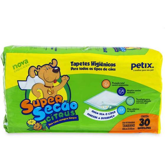 Imagem de Tapete Higiênico Cães Super Secão Citrus Petix C/30 Unidades
