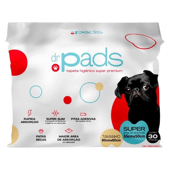 Imagem de Tapete Higiênico Dr. Pads Super Premium 60x60 para Cães - 30 Unidades