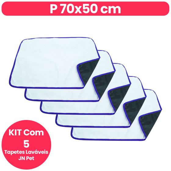 Imagem de Tapete Higiênico Lavável 70x50 Kit C/5 Tapetinho JN Pet Reutilizável Para Cachorro