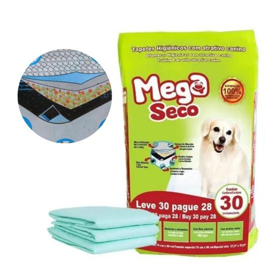 Tapete higienico mega seco 30 pçs para cães pet gel duplo Menor preço em Tapete higienico mega seco 30 pçs para cães pet gel duplo