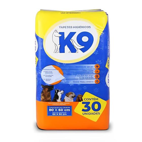 Imagem de Tapete Higiênico Para Cachorro Cães Gatos Adultos e Filhotes Todos os Portes K9 80x60cm com 30 Unidades