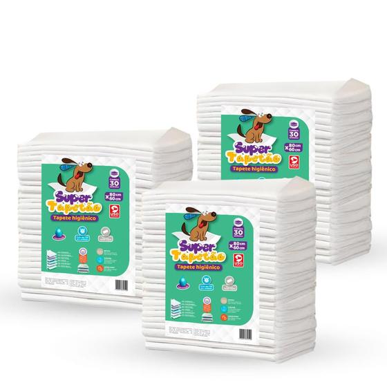 Tapete Higiênico Para Cachorro Cães Pet 80x60 Kit com 90 Un. Menor preço em Tapete Higiênico Para Cachorro Cães Pet 80x60 Kit com 90 Un.