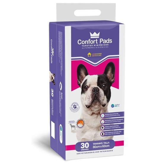 Imagem de Tapete Higiênico para Cachorro Pet Confort Pads 80x60cm 30 Un.