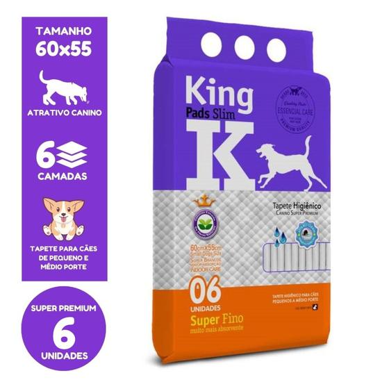 Imagem de Tapete Higiênico para Cachorro Pet King Pads Slim 60x55 com 6 Un.