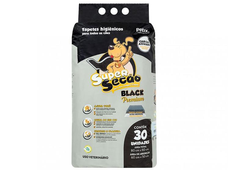 Imagem de Tapete Higiênico para Cachorro Petix Black Premium - Super Secão 30 Unidades
