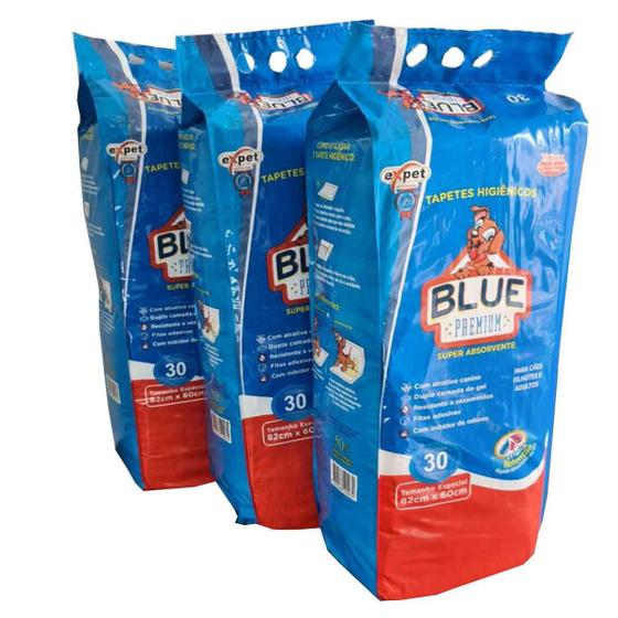 Imagem de Tapete Higiênico para cães Blue Expet 30un kit com 3 pacotes