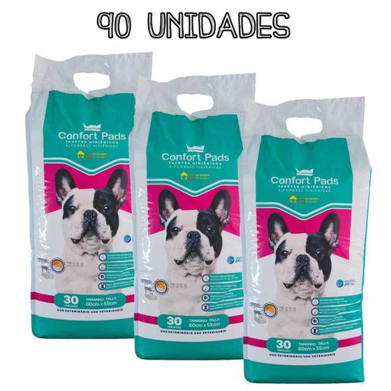 Imagem de Tapete Higiênico para cães Confort 30un 60x55 kit com 3 pacotes