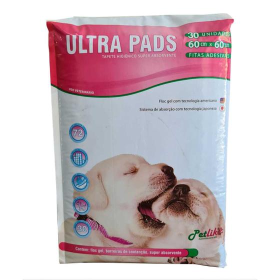 Imagem de Tapete Higiênico para Cães Pet Like Ultra Pads 60x60 30Un