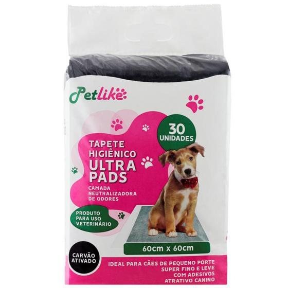 Imagem de Tapete Higiênico para Cães Ultra Pads Carbono 60x60 30 Unidades P&B - Petlike