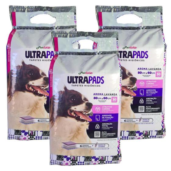 Imagem de Tapete Higiênico para Cães Ultra Pads Lavanda 80x60 kit 90un
