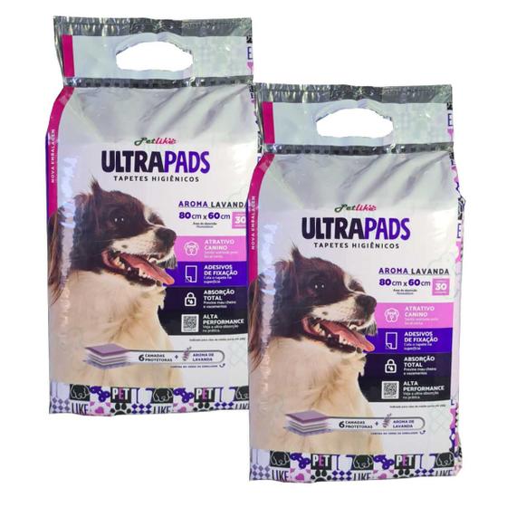 Imagem de Tapete Higiênico Pet P/ Cães Ultra Pads Lavanda 80x60 2 pacotes