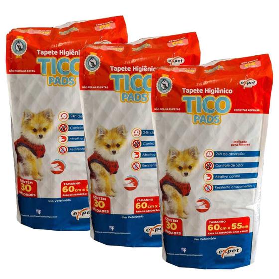 Imagem de Tapete Higienico Pet Tico Pads 30un em atacado 3 pacotes