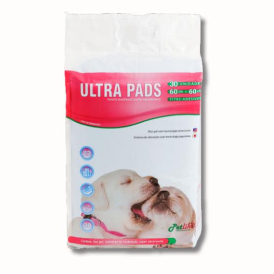 Imagem de Tapete Higiênico Sanitário Para Cães Ultra Pads Super Absorvente 60x60 30uni