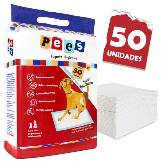 Imagem de Tapete Higiênico Slim Pees para Cães Premium 50 Unidades 50x60 cm Alta Absorção