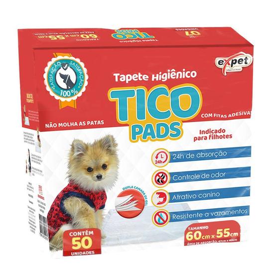 Imagem de Tapete Higiênico Tico Pads com 50 Unidades 60 x55