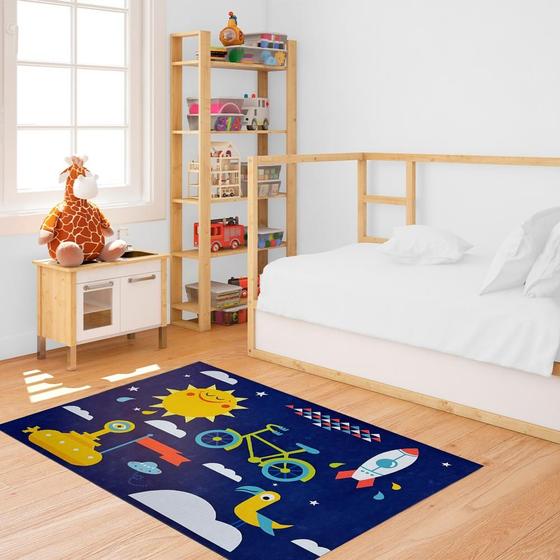 Imagem de Tapete Infantil de Atividades para Quarto 100cm x 140cm Antiderrapante Espaço