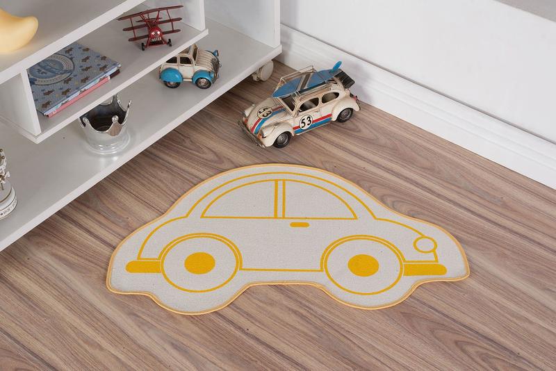 Imagem de Tapete Infantil Natural Formato de Carro Amarelo 48X79CM