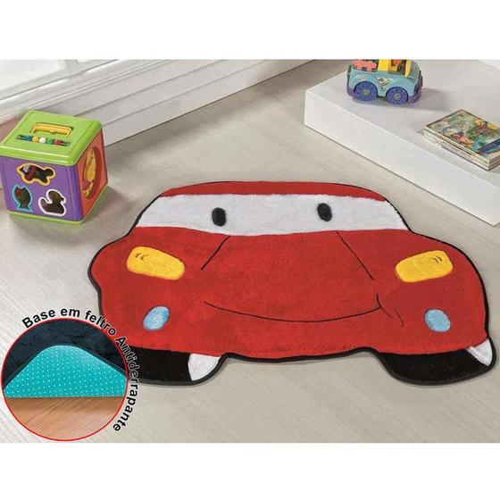 Tapete Infantil Pelúcia Carro Premium Antiderrapante - Vermelho Menor preço em Tapete Infantil Pelúcia Carro Premium Antiderrapante - Vermelho